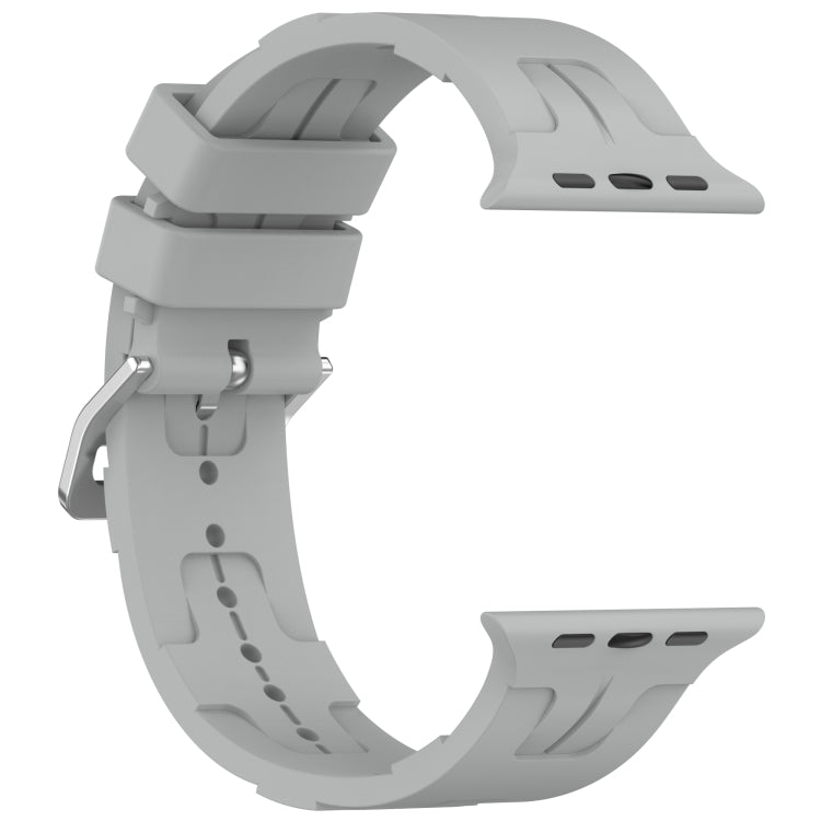 For Apple Watch SE 44mm H Texture Silicone Ladder Buckle Watch Band(Grey)