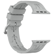 For Apple Watch SE 44mm H Texture Silicone Ladder Buckle Watch Band(Grey)