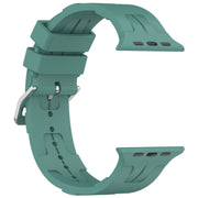 For Apple Watch SE 44mm H Texture Silicone Ladder Buckle Watch Band(Pine Green)