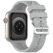 For Apple Watch Series 6 44mm H Texture Silicone Ladder Buckle Watch Band(Grey)