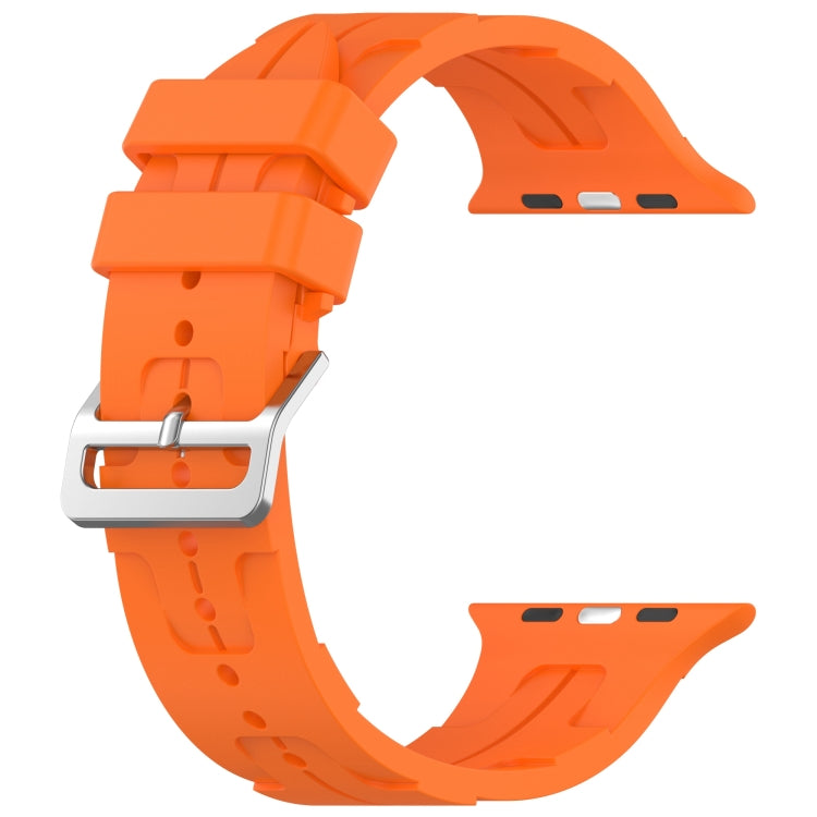 For Apple Watch Series 4 44mm H Texture Silicone Ladder Buckle Watch Band(Orange)