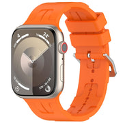 For Apple Watch Series 4 44mm H Texture Silicone Ladder Buckle Watch Band(Orange)