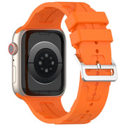 For Apple Watch Series 4 44mm H Texture Silicone Ladder Buckle Watch Band(Orange)