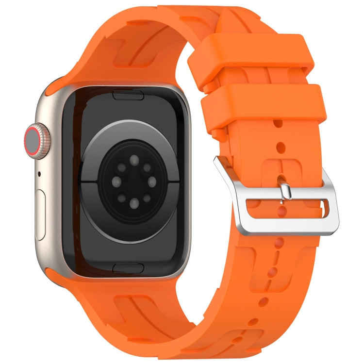 For Apple Watch Series 4 44mm H Texture Silicone Ladder Buckle Watch Band(Orange)