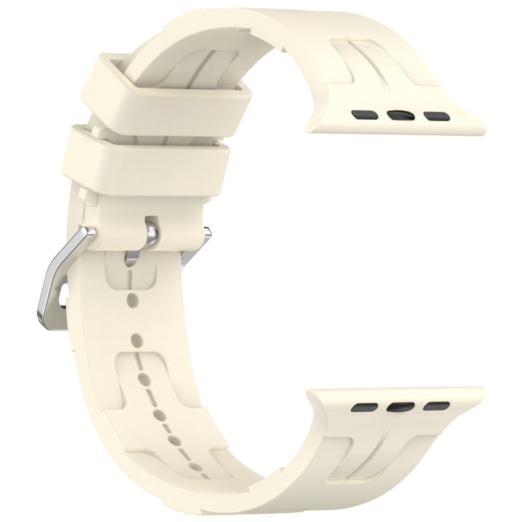 For Apple Watch Series 2 42mm H Texture Silicone Ladder Buckle Watch Band(Starlight)