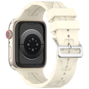 For Apple Watch Series 2 42mm H Texture Silicone Ladder Buckle Watch Band(Starlight)