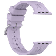 For Apple Watch Series 2 42mm H Texture Silicone Ladder Buckle Watch Band(Purple)