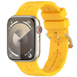 For Apple Watch 42mm H Texture Silicone Ladder Buckle Watch Band(Yellow) - Watch Bands by PMC TechLife | Online Shopping South Africa | PMC TechLife