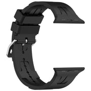 For Apple Watch 38mm H Texture Silicone Ladder Buckle Watch Band(Black)