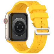 For Apple Watch 38mm H Texture Silicone Ladder Buckle Watch Band(Yellow)