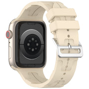 For Apple Watch 38mm H Texture Silicone Ladder Buckle Watch Band(Khaki)