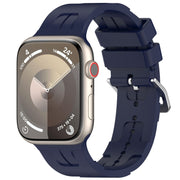 For Apple Watch 38mm H Texture Silicone Ladder Buckle Watch Band(Midnight)
