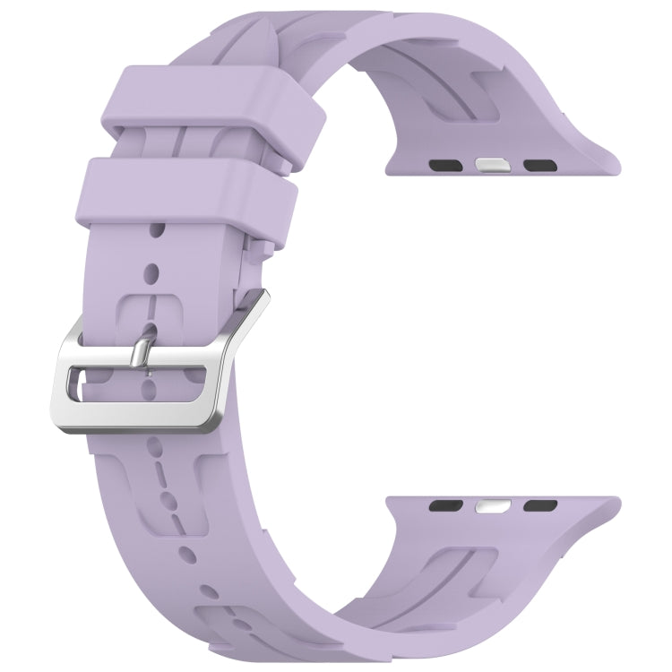 For Apple Watch 38mm H Texture Silicone Ladder Buckle Watch Band(Purple)