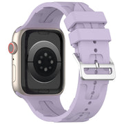 For Apple Watch 38mm H Texture Silicone Ladder Buckle Watch Band(Purple)