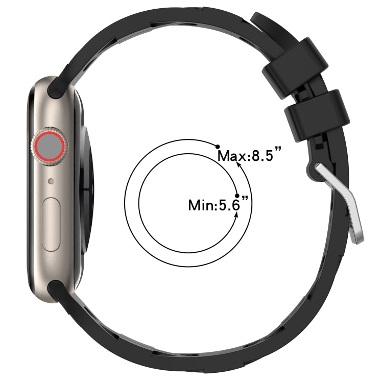 For Apple Watch Series 8 45mm H Texture Silicone Ladder Buckle Watch Band(Grey)