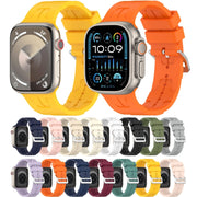 For Apple Watch 38mm H Texture Silicone Ladder Buckle Watch Band(Khaki)