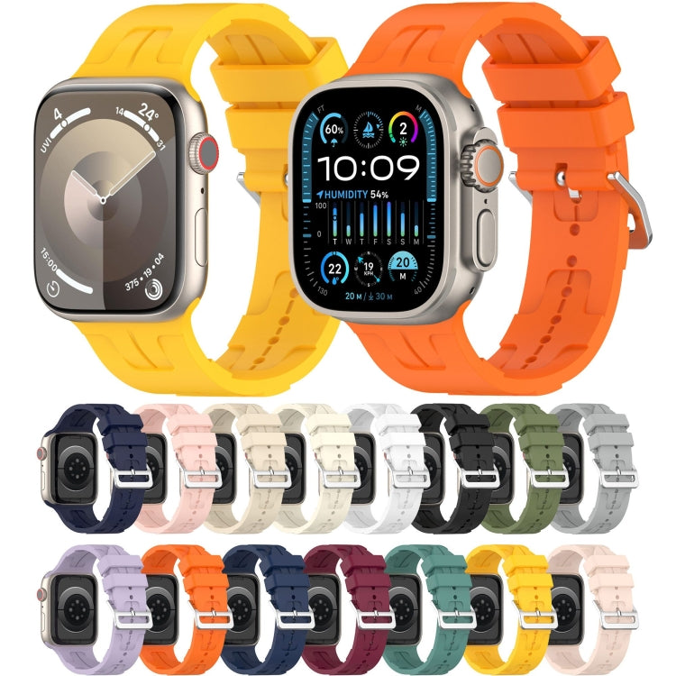 For Apple Watch SE 44mm H Texture Silicone Ladder Buckle Watch Band(Grey)