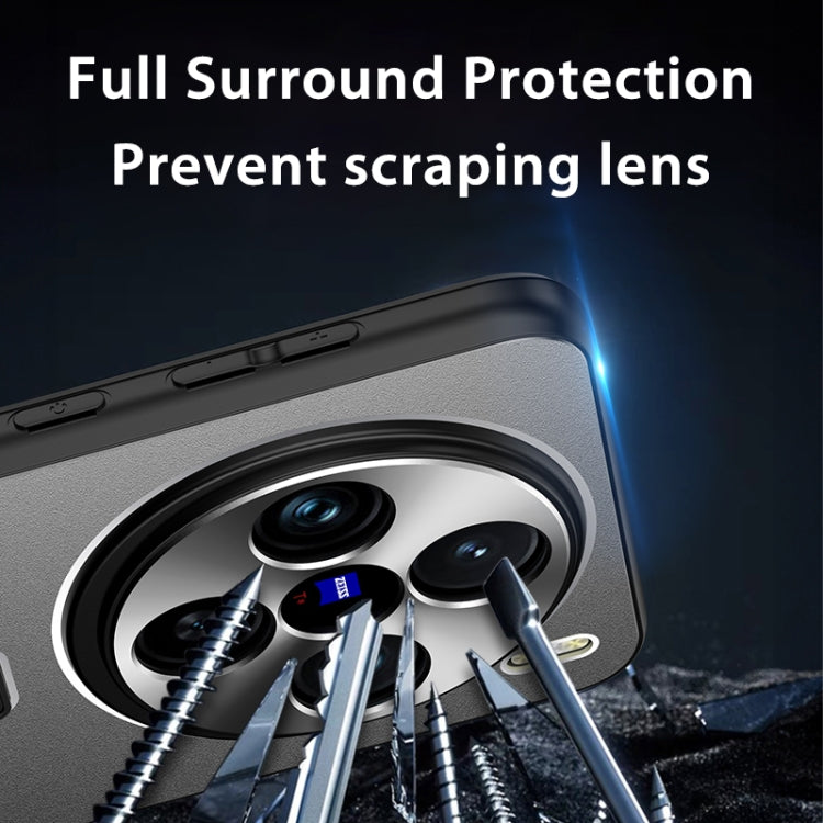 For vivo X100 Frosted Metal Hybrid TPU Holder Phone Case(Blue)
