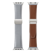 For Apple Watch SE 44mm DUX DUCIS YA Series Magnetic Buckle Genuine Leather Watch Band(Grey)