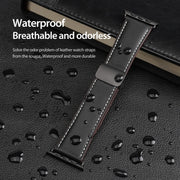 For Apple Watch 42mm DUX DUCIS YA Series Magnetic Buckle Genuine Leather Watch Band(Black)
