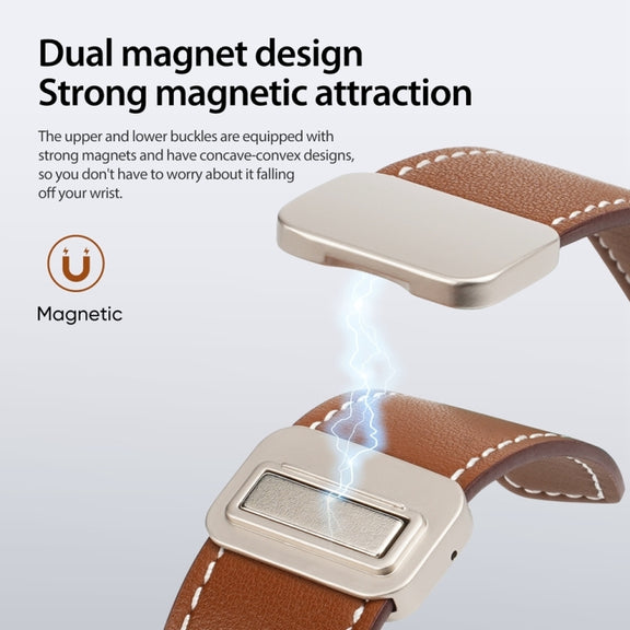 For Apple Watch 42mm DUX DUCIS YA Series Magnetic Buckle Genuine Leather Watch Band(Brown)