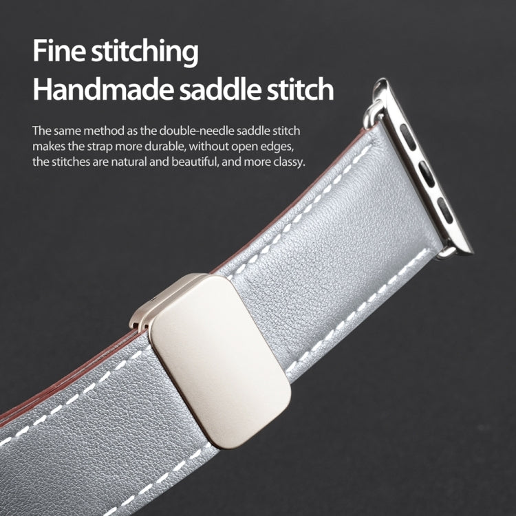 For Apple Watch 42mm DUX DUCIS YA Series Magnetic Buckle Genuine Leather Watch Band(Grey)