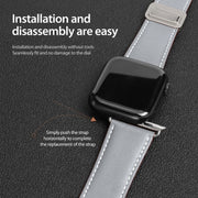 For Apple Watch 42mm DUX DUCIS YA Series Magnetic Buckle Genuine Leather Watch Band(Grey)