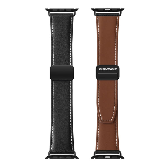 For Apple Watch 38mm DUX DUCIS YA Series Magnetic Buckle Genuine Leather Watch Band(Black)