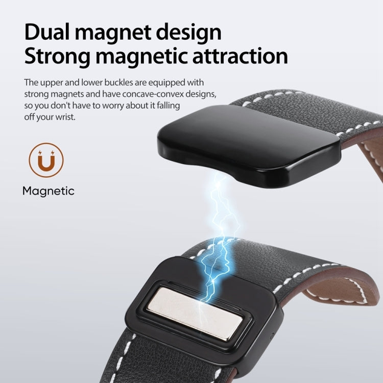 For Apple Watch 38mm DUX DUCIS YA Series Magnetic Buckle Genuine Leather Watch Band(Black)