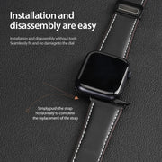 For Apple Watch 38mm DUX DUCIS YA Series Magnetic Buckle Genuine Leather Watch Band(Black)