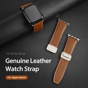 For Apple Watch 38mm DUX DUCIS YA Series Magnetic Buckle Genuine Leather Watch Band(Brown)