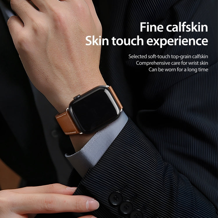 For Apple Watch 38mm DUX DUCIS YA Series Magnetic Buckle Genuine Leather Watch Band(Brown)