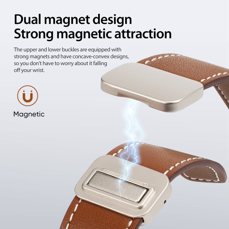 For Apple Watch 38mm DUX DUCIS YA Series Magnetic Buckle Genuine Leather Watch Band(Brown)