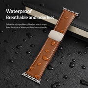 For Apple Watch 38mm DUX DUCIS YA Series Magnetic Buckle Genuine Leather Watch Band(Brown)
