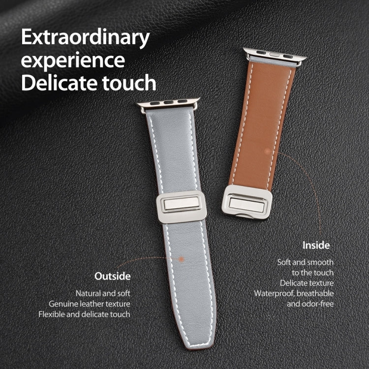 For Apple Watch 38mm DUX DUCIS YA Series Magnetic Buckle Genuine Leather Watch Band(Grey)