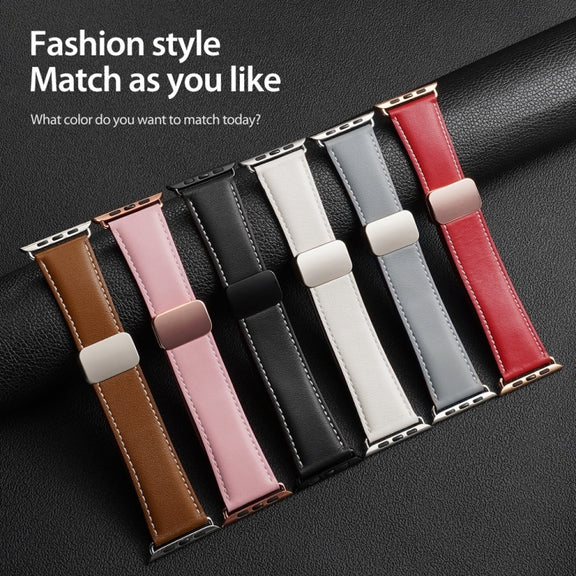 For Apple Watch 38mm DUX DUCIS YA Series Magnetic Buckle Genuine Leather Watch Band(Grey)