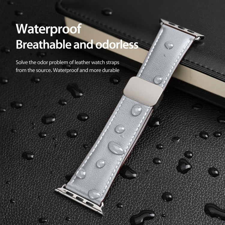 For Apple Watch 38mm DUX DUCIS YA Series Magnetic Buckle Genuine Leather Watch Band(Grey)