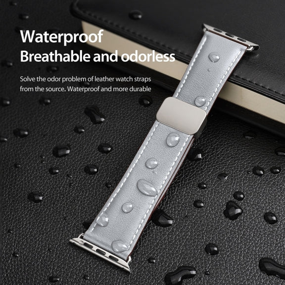 For Apple Watch 38mm DUX DUCIS YA Series Magnetic Buckle Genuine Leather Watch Band(Grey)