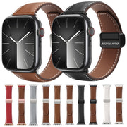 For Apple Watch SE 44mm DUX DUCIS YA Series Magnetic Buckle Genuine Leather Watch Band(Grey)