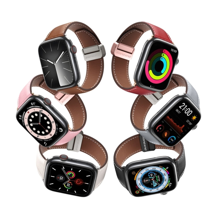 For Apple Watch SE 40mm DUX DUCIS YA Series Magnetic Buckle Genuine Leather Watch Band(Grey)