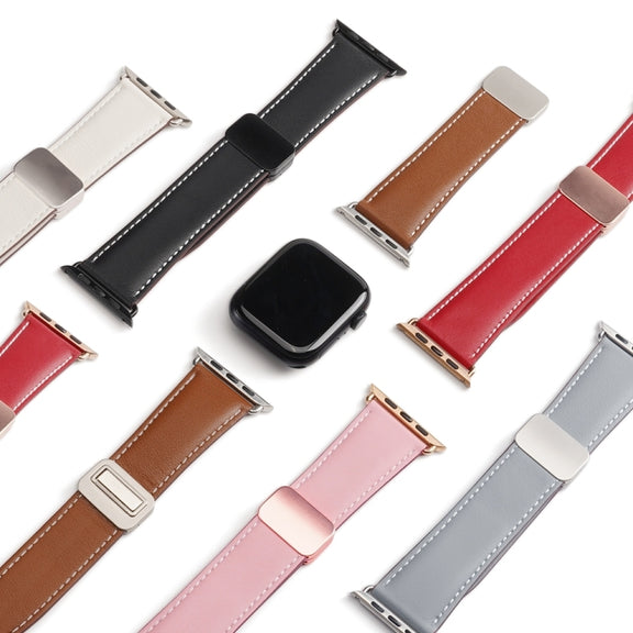 For Apple Watch 38mm DUX DUCIS YA Series Magnetic Buckle Genuine Leather Watch Band(Grey)