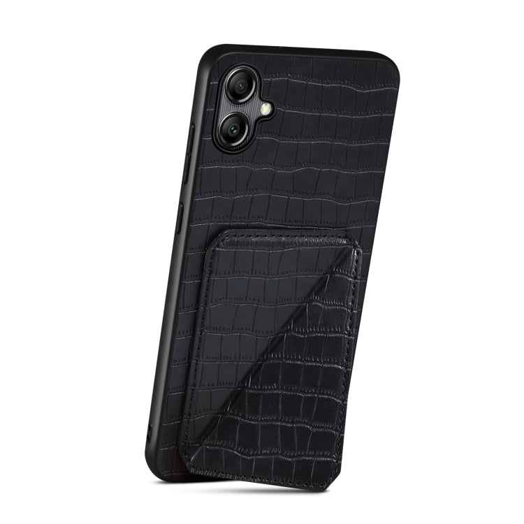 For Samsung Galaxy S24 5G Denior Imitation Crocodile Leather Back Phone Case with Holder(Black)