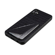 For Samsung Galaxy S24 5G Denior Imitation Crocodile Leather Back Phone Case with Holder(Black)