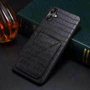 For Samsung Galaxy S24 5G Denior Imitation Crocodile Leather Back Phone Case with Holder(Black)