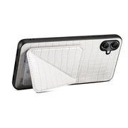 For Samsung Galaxy S24 5G Denior Imitation Crocodile Leather Back Phone Case with Holder(White)
