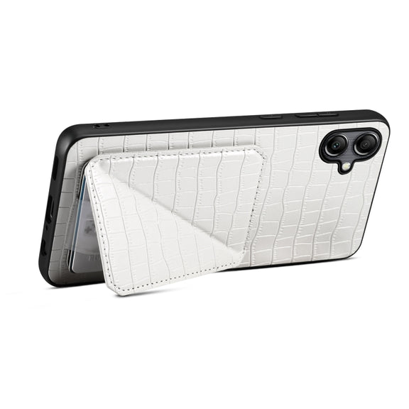 For Samsung Galaxy S24 Ultra 5G Denior Imitation Crocodile Leather Back Phone Case with Holder(White)