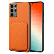 For Samsung Galaxy S24 Ultra 5G Denior Imitation Calf Leather Back Phone Case with Holder(Orange)