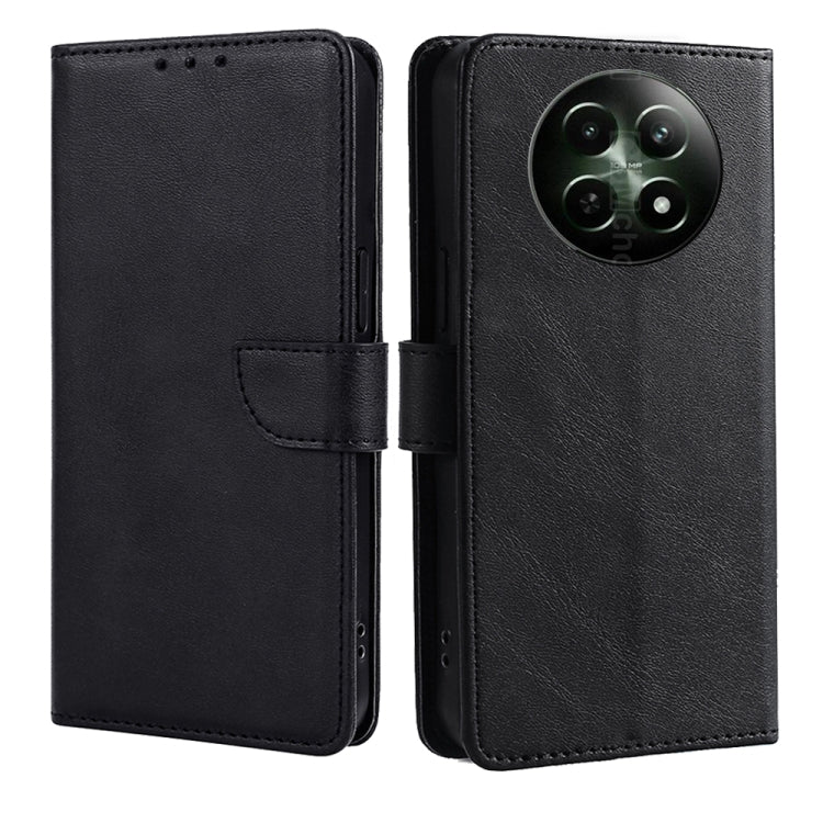 For Realme 12 5G Calf Texture Buckle Flip Leather Phone Case(Black)