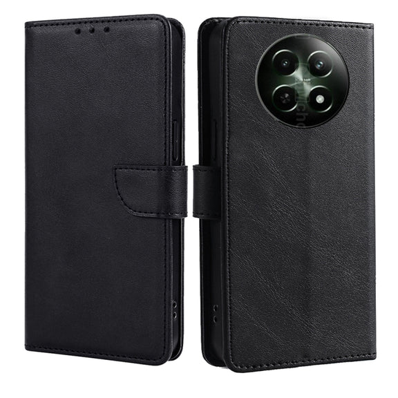 For Realme 12 5G Calf Texture Buckle Flip Leather Phone Case(Black)