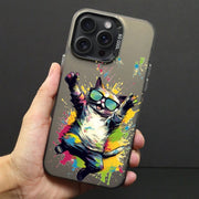 For iPhone 12 Pro Max Color Ink Frosted PC+TPU Phone Case(Glasses Cat)